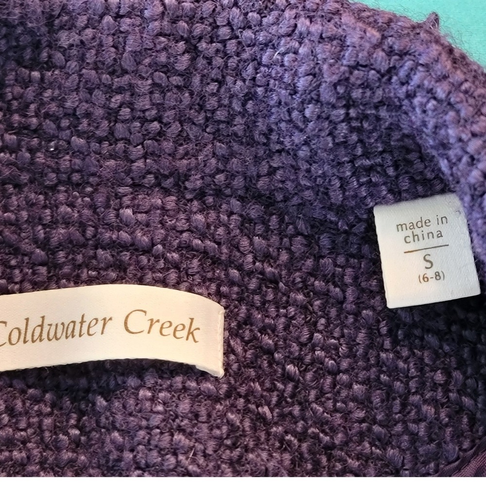 Coldwater Creek Purple Boucle Wool Blend Sleeveless Blazer Vest Small 6-8 - Picture 7 of 8